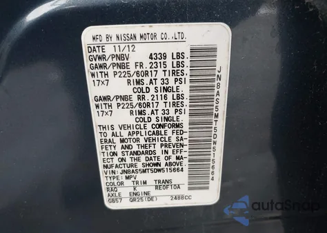 2013 Nissan Rogue Sv z USA, uszkodzony, nr VIN JN8AS5MT5DW515664